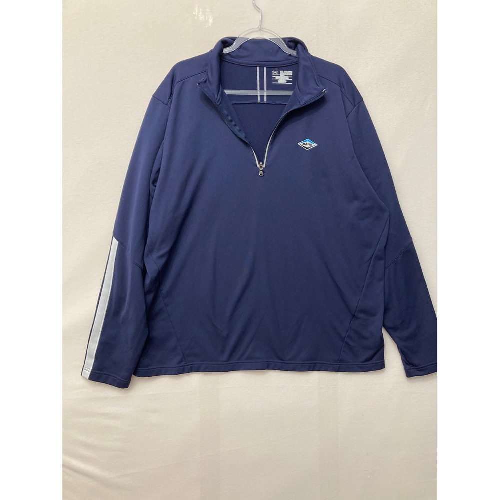 Under Armour Mens 2XL Loose 1/4 Zip Pullover Sweatshirt Navy Blue Embroidered